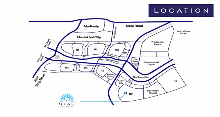Stau New Capital Compound Location  - موقع مشروع كمبوند ستاو العاصمة الادارية